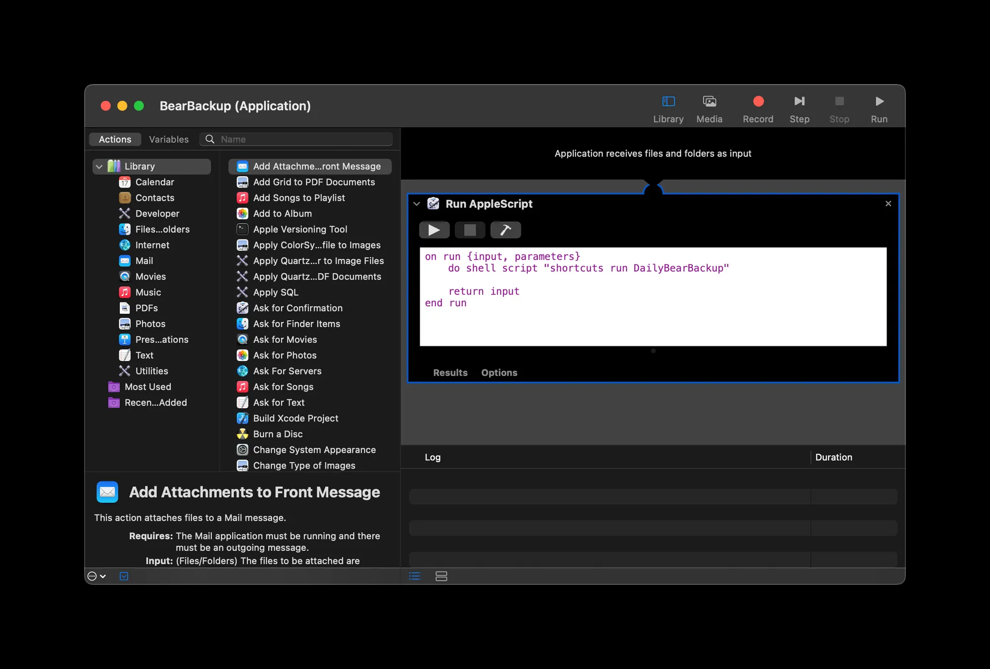 Automator code to call the shortcut