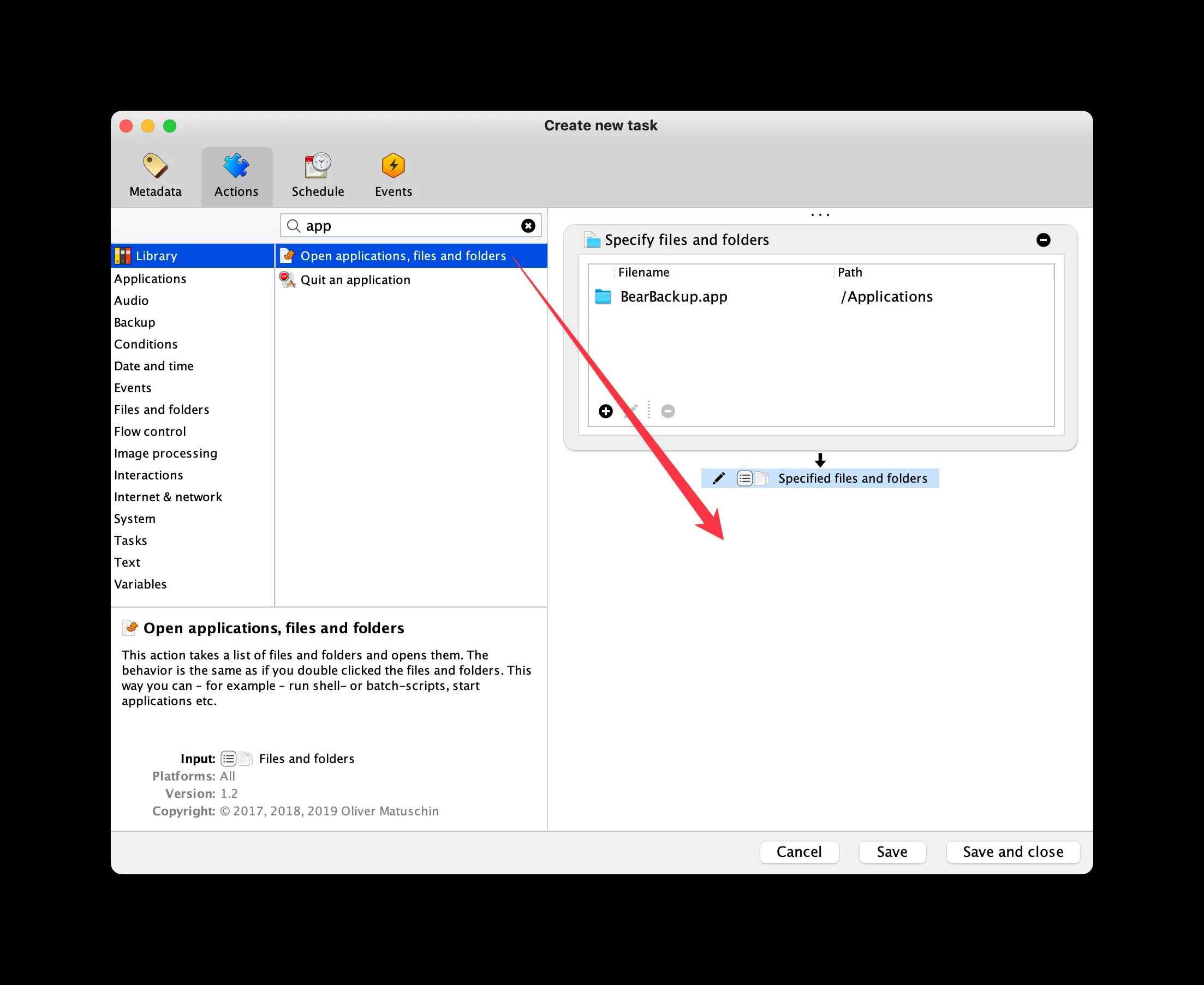 Open Application action